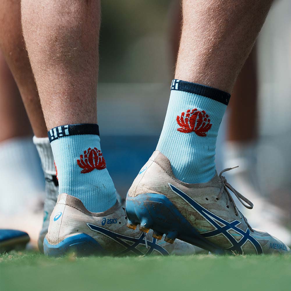 NSW Waratahs x Grip Star Adults Sky Blue 2026 Crew Socks